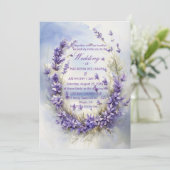 Elegant Watercolor Lavender Wedding Rustic 招待状 (スタンド正面)
