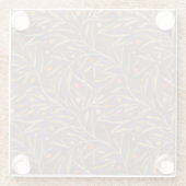 Elegant Watercolor Leaf Pattern  Purple Background ガラスコースター (裏面)