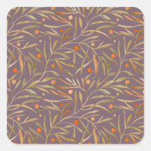 Elegant Watercolor Leaf Pattern  Purple Background