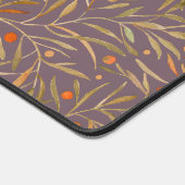Elegant Watercolor Leaf Pattern  Purple Background デスクマット (コーナー)