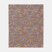 Elegant Watercolor Leaf Pattern  Purple Background フリースブランケット (正面)