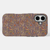 Elegant Watercolor Leaf Pattern  Purple Background Case-Mate iPhoneケース (裏面 (横))
