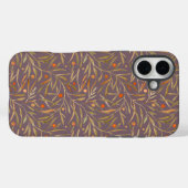 Elegant Watercolor Leaf Pattern  Purple Background Case-Mate iPhoneケース (裏面 (横))