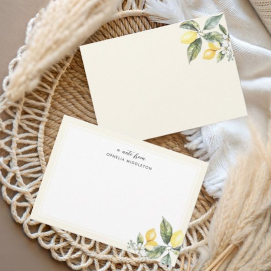 Elegant Watercolor Lemon Citrus ノートカード