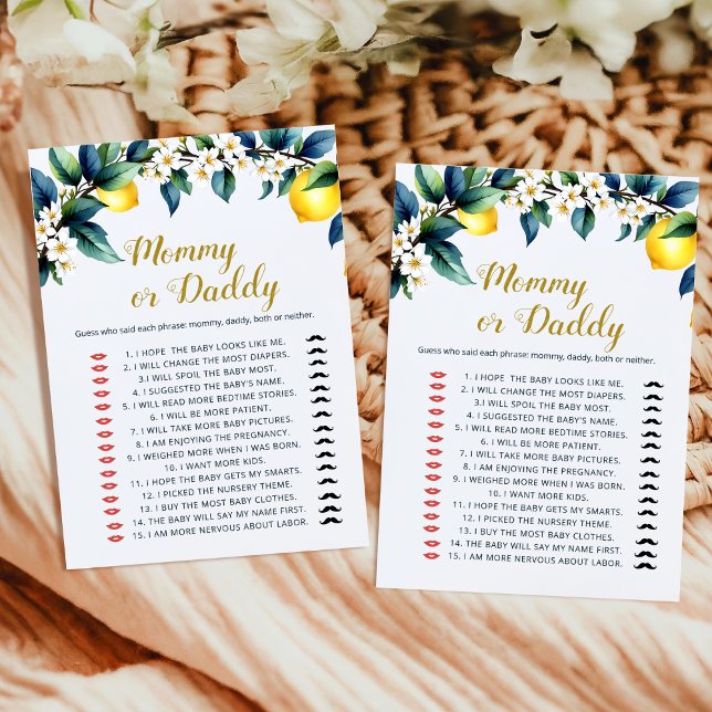 Elegant Watercolor Lemon Guess Who Mommy Daddy  (クリエイターアップロード済み)