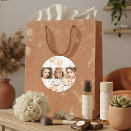 Elegant Watercolor Logo Photo Makeup Thank You ラウンドシール