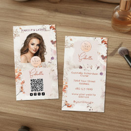 Elegant Watercolor Logo QR Code Photo Makeup 名刺