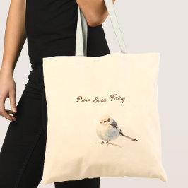 Elegant Watercolor Long-Tailed Tit Pure Snow Fairy トートバッグ