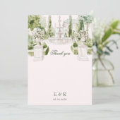 Elegant Watercolor Manor Garden Wedding サンキューカード (スタンド正面)