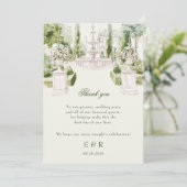 Elegant Watercolor Manor Garden Wedding サンキューカード (スタンド正面)