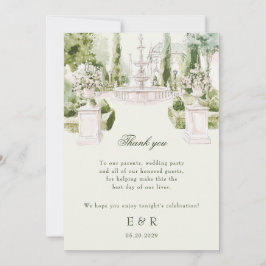 Elegant Watercolor Manor Garden Wedding サンキューカード