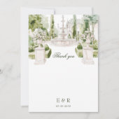 Elegant Watercolor Manor Garden Wedding サンキューカード (正面)