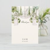 Elegant Watercolor Manor Garden Wedding サンキューカード (スタンド正面)