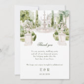 Elegant Watercolor Manor Garden Wedding サンキューカード (正面)
