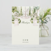 Elegant Watercolor Manor Garden Wedding サンキューカード (スタンド正面)