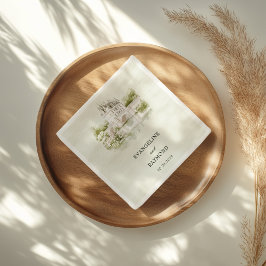 Elegant Watercolor Manor Garden Wedding スタンダードランチョンナプキン