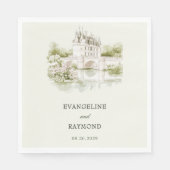 Elegant Watercolor Manor Garden Wedding スタンダードランチョンナプキン (正面)