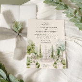 Elegant Watercolor Manor Garden Wedding 招待状