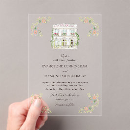 Elegant Watercolor Manor Rococo Wedding アクリル招待状