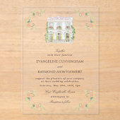 Elegant Watercolor Manor Rococo Wedding アクリル招待状 (正面)