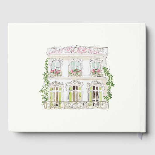 Elegant Watercolor Manor Rococo Wedding ゲストブック (裏面)
