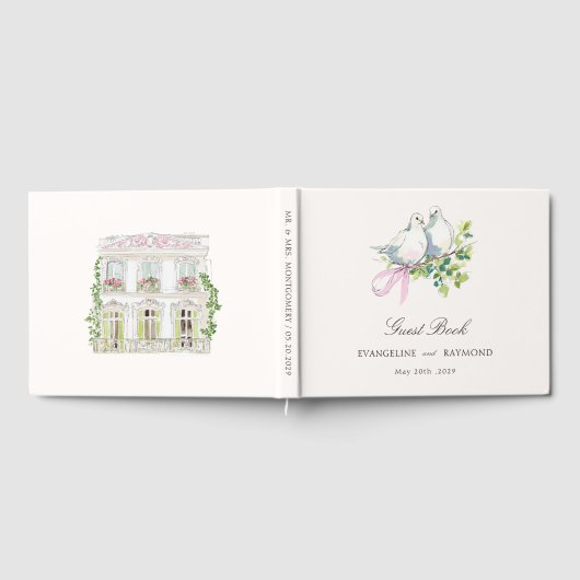 Elegant Watercolor Manor Rococo Wedding ゲストブック (全面)