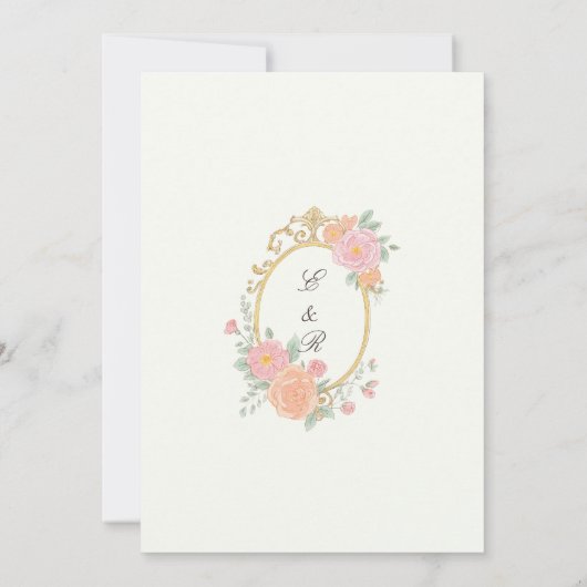 Elegant Watercolor Manor Rococo Wedding 招待状 (裏面)