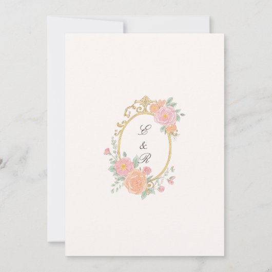 Elegant Watercolor Manor Rococo Wedding 招待状 (裏面)