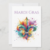 Elegant Watercolor Mardi Gras  招待状 (正面)
