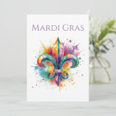 Elegant Watercolor Mardi Gras 招待状 (スタンド正面)