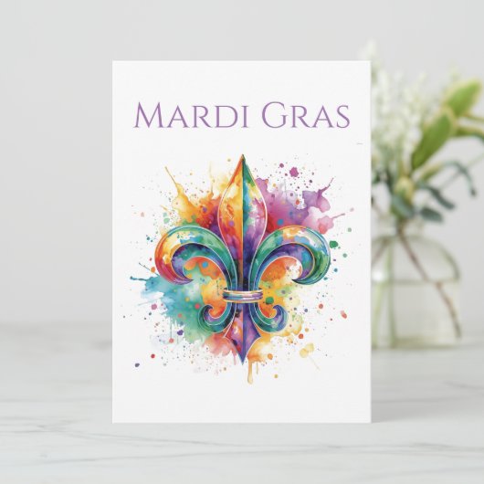 Elegant Watercolor Mardi Gras  招待状 (スタンド正面)