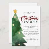 Elegant Watercolor Minimalist Christmas Party 招待状 (正面/裏面)