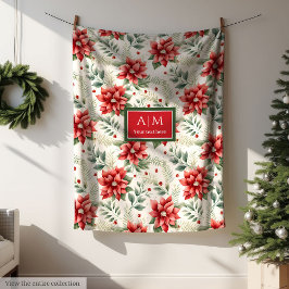 Elegant watercolor muted tones merry Christmas フリースブランケット