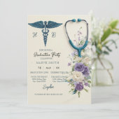 Elegant Watercolor Nursing Graduation Invitation w 招待状 (スタンド正面)