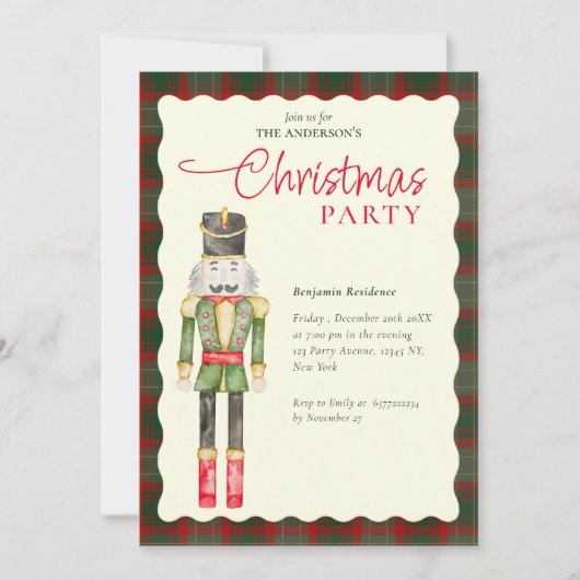Elegant Watercolor Nutcrackers Christmas Party  シーズンカード (正面)