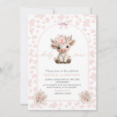 Elegant Watercolor One 1st Birthday holy cow girl 招待状 (正面)