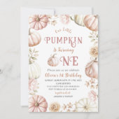 Elegant  Watercolor One 1st Birthday Pumpkin is on 招待状 (正面)