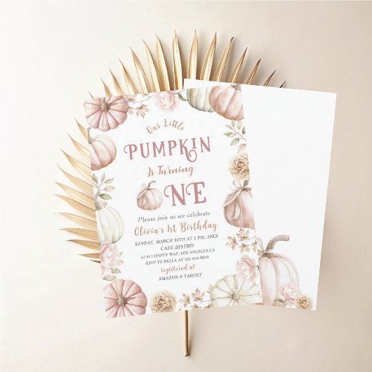 Elegant  Watercolor One 1st Birthday Pumpkin is on 招待状
