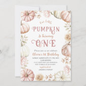 Elegant  Watercolor One 1st Birthday Pumpkin is on 招待状 (正面)