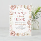 Elegant  Watercolor One 1st Birthday Pumpkin is on 招待状 (スタンド正面)