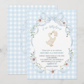 Elegant  Watercolor One 1st Birthday silly goose G 招待状 (正面/裏面)