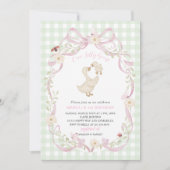 Elegant  Watercolor One 1st Birthday silly goose G 招待状 (正面)