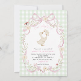 Elegant  Watercolor One 1st Birthday silly goose G 招待状