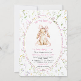 Elegant  Watercolor One 1st Birthday some bunny Gi 招待状