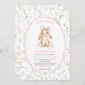 Elegant  Watercolor One 1st Birthday some bunny Gi 招待状 (正面/裏面)