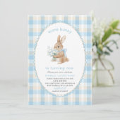Elegant  Watercolor One 1st Birthday some bunny Gi 招待状 (スタンド正面)