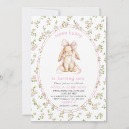 Elegant  Watercolor One 1st Birthday some bunny Gi 招待状
