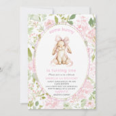 Elegant  Watercolor One 1st Birthday some bunny Gi 招待状 (正面)