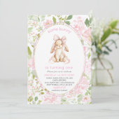 Elegant  Watercolor One 1st Birthday some bunny Gi 招待状 (スタンド正面)