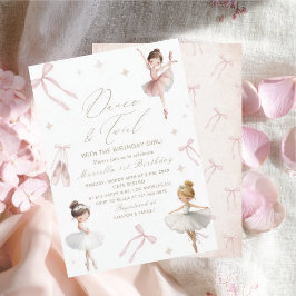 Elegant Watercolor One 1st Birthday tutu cute Gir 招待状